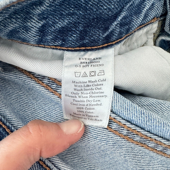 Everlane Boyfriend Jeans Womens 27 Regular 100% Cotton Distressed Button Fly - Picture 5 of 9